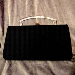 Lovely, Ladies, Black Clutch with Optional Lucite Handle